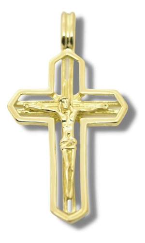 Pingente Em Ouro 18k Crucifixo 18mm Diâmetro P030