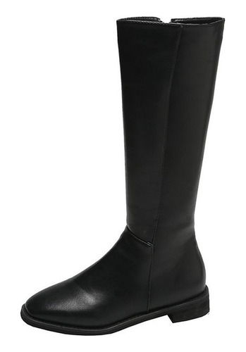 Botas Altas Planas De Cuero Para Mujer