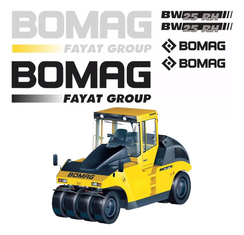 Kit Adesivo Compatível Rolo Compactador Bomag 25 Rh R306