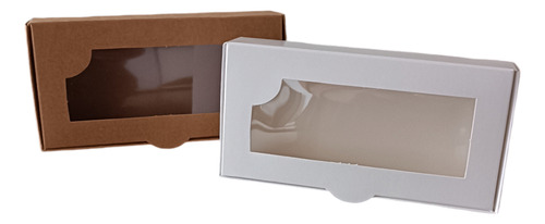 Pack 10 Cajas De Cartulina Auto Armables 14x7cm Con Ventana