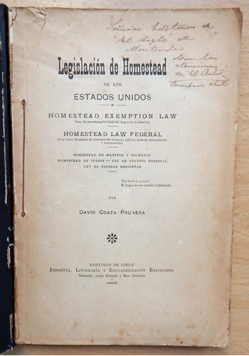 Legislación De Homestead De Los Estados Unidos David Costa 