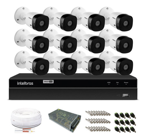 Kit Intelbras 12 Câmeras De Segurança 720p Dvr 16 Canais