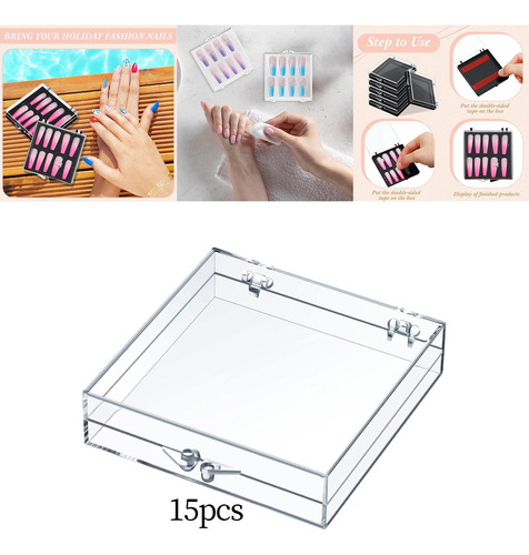 15 X Organizador De Exhibición De Uñas Caja Vacía Claro