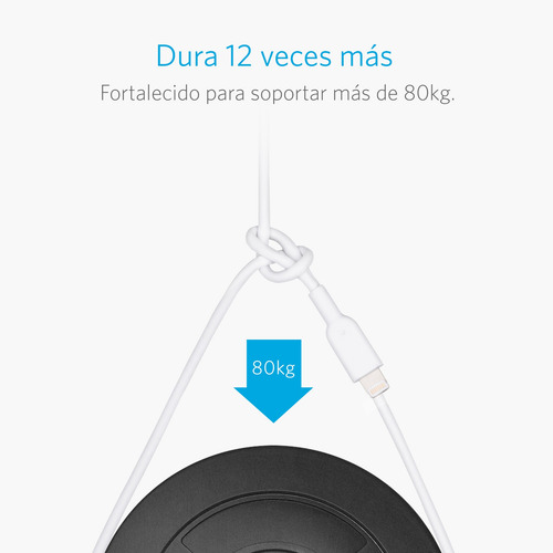 Imagen 6 de 10 de Cable Cargador Anker Usb A Lightning Powerline Ii iPhone 1mt