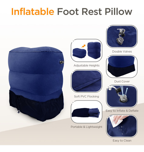 Almohada Cojín Cama Inflable Para Aviones Gris 1 Pieza