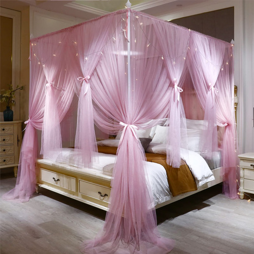 Vethin Cortina Con Dosel Para Cama De Princesa De 4 Esquinas