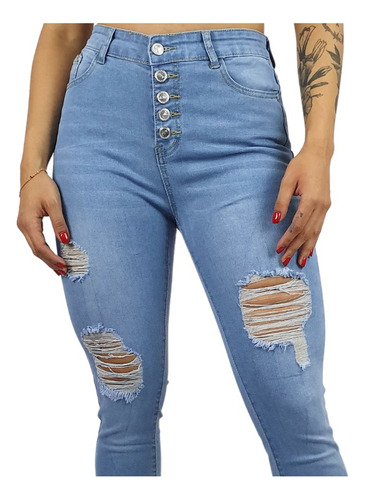 Jeans Mujer Mezclilla Stretch Corazon Levanta Pompa Push Up 