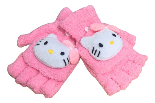 Guantes Infantiles Capibara, Kuromi, Hello Kitty Kawaii Rosa Hello Kitty