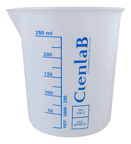 Béquer Becker 250ml Polipropileno Forma Baixa Graduado