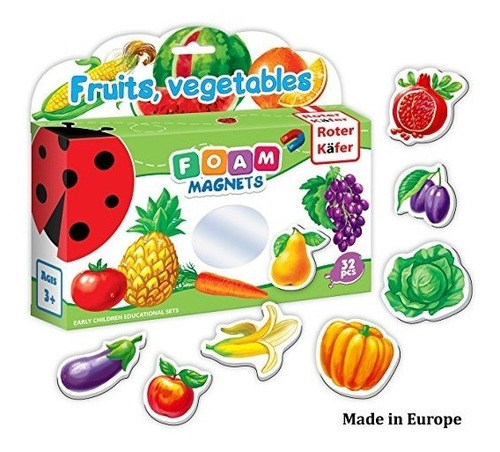 Imanes De Nevera Para Niños Frutas Y Verduras (32 Piezas) - 
