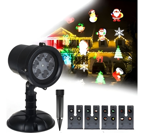 Espeto Led Natal 12 Desenhos Natalinos E Pontos De Luz Ip65 Carcaça Preto Luz Rgb 110v 220v (bivolt)