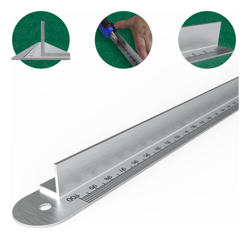 Régua De Metal Com Proteção Para Dedos 100cm Aço Inoxidável