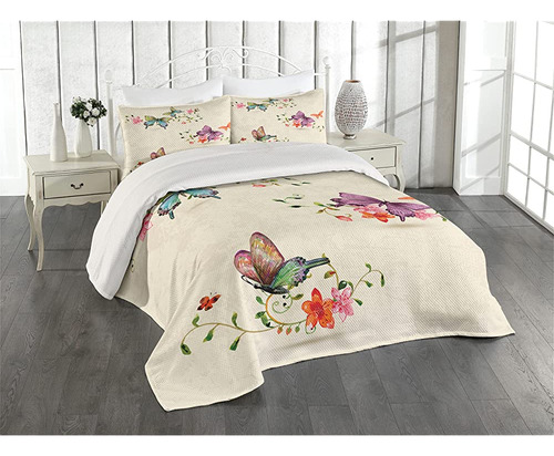 Ambesonne Butterfly Coverlet, Polillas Voladoras De Primaver