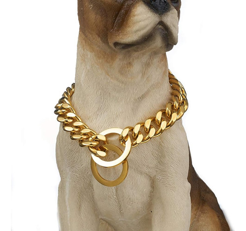 Aiyidi Collar De Cadena Para Perros Oro / Plata Acero Inoxid