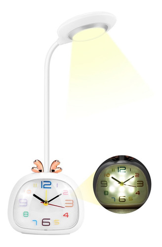 Lámpara Led Ajustable Con Reloj Y Despertador