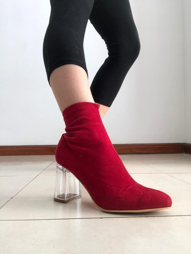 Botas Botinetas Elastizadas Taco Acrilico De Calzadosoher