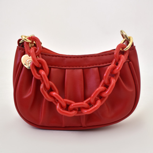 Cartera Bandolera De Niña Roja Con Cadena 