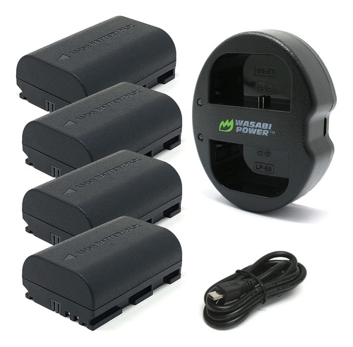 Batería Lpe6, Lpe6n Paquete De 4 Y Cargador Usb Dual P...