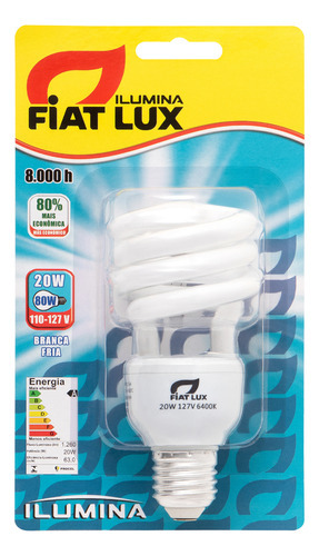 Lâmpada Fluorescente Espiral 20w 127v Branca Ilumina Fiatlux