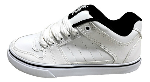 Zapatilla Urbana Ancha Skate Cuero Ecologico Freak Blanca