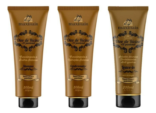 Kit Oleo De Ricino + D'pantenol Maxihair Shamp+cond+leave-in
