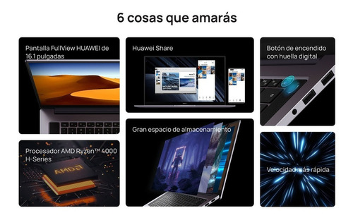 Laptop Huawei Matebook D 16 Amd Ryzen 5 4600h 16gb 512gb Ssd Color Gris