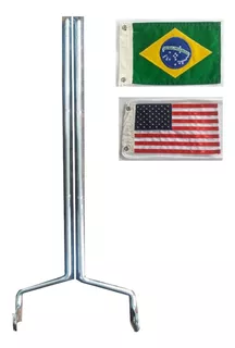 Par Haste Bandeira Moto Custom - 2 Bandeira Brasil / Usa