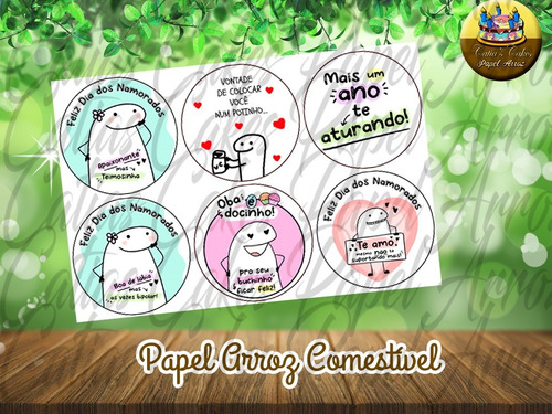 Imagem 4 de 5 de Kit 30 Papel Arroz Bento Cake Bolo Flork Dia Dos Namorados