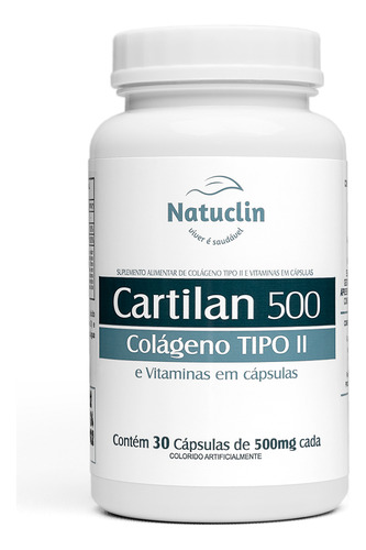 Cartilan Colágeno Tipo 2 - 30 Cápsulas - 500mg - 6 Frascos Sabor Sem sabor
