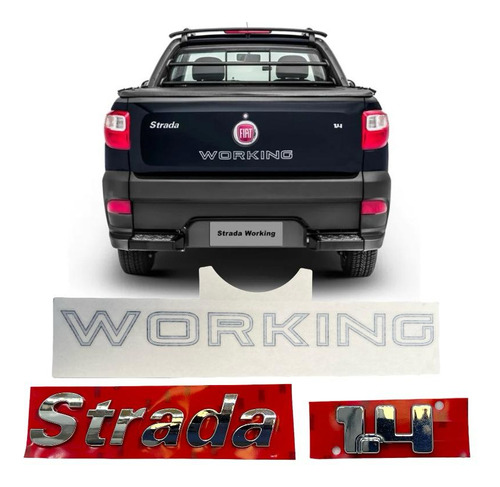 Emblema Traseiro Strada + 1.4 Adesivo Working 2013 2014 2015