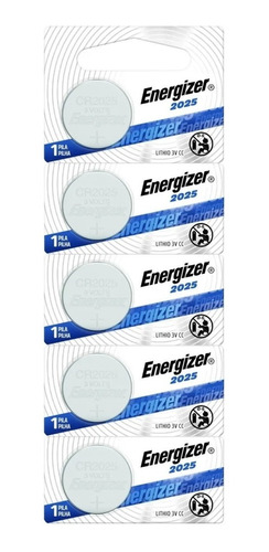 Pilas Energizer Cr2025 Lithium Coin Botón 3v Pack X5