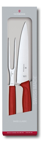 Victorinox Juego De Cuchillo Y Tenedor Para Trinchar Color Rojo