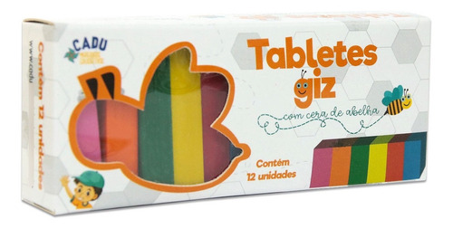 Giz Cera De Abelha Tabletes Com 12 Cores - Cadu Materiais