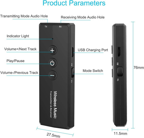 Transr 5 0 Adaptador Inalámbrico Portátil 3 En 1 Tr...