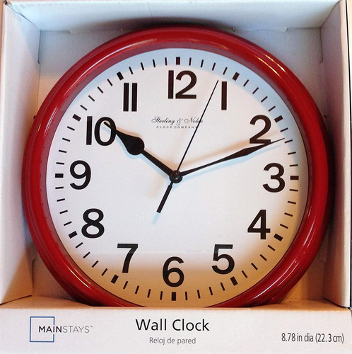 Reloj De Pared Redondo Mainstay Sterling & Noble - Rojo