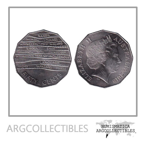Australia Moneda 50 Centavos 2019 Niquel Uc-1046 Unc