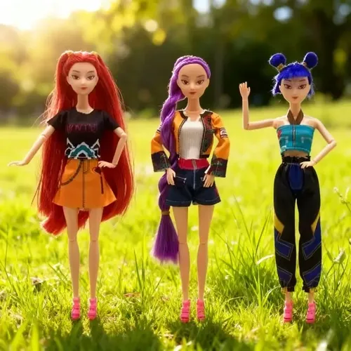 Kit 3 Bonecas Guerreiras Do K-pop Articulada Huntrix Novidad