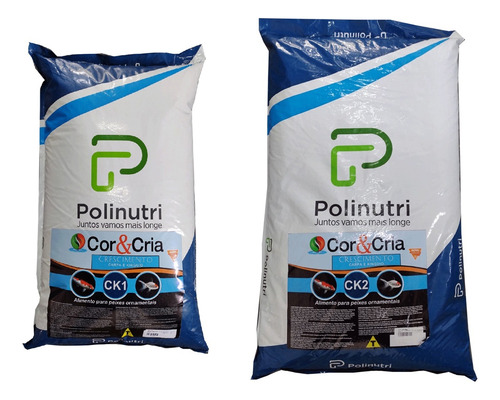 Kit Ração Poli-nutri Ck1 10kg E Ck2 15kg Carpa E Kinguio