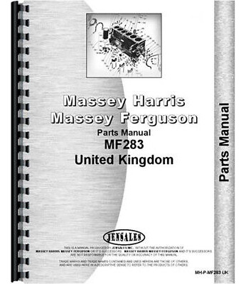 Fits Massey Ferguson 283 Tractor Parts Manual Cca