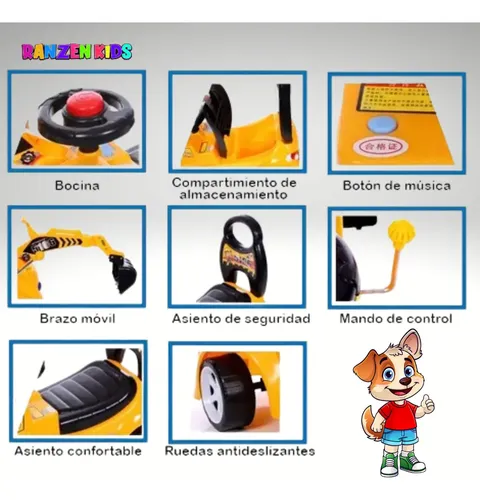 Excavadora Eléctrica Infantil Con Asiento – Pala Giratoria – Almacén Bajo Asiento – Todoterreno – Regalo Para Niños