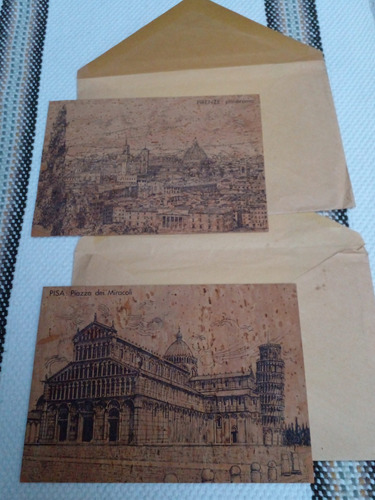 2 Postales Italia Firenze Pisa Con Textura Con Sobres