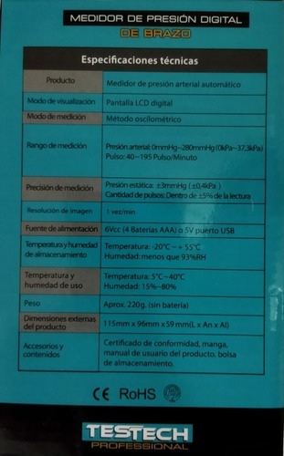 Tensiómetro Digital Con Voz Para Brazo Manometro