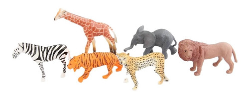 Imagen 2 de 5 de Animales Selva X6 Leon Tigre Elefante Jirafa Zebra Juguete