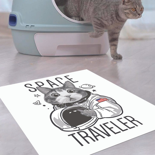 Alfombra Mascotas Vinil Pet Lover Space Traveler 70x70cm