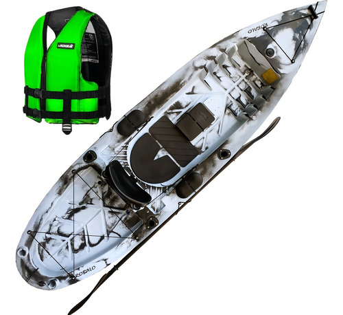 Caiaque Pesca Robalo Caiaker + Colete - Melhor Cor Mármore