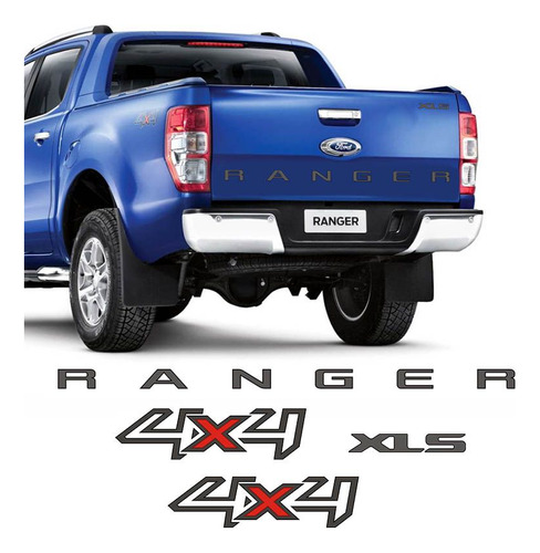 Kit Faixa Ranger 4x4 Xls Ford Ranger 13/16 Adesivos Grafite