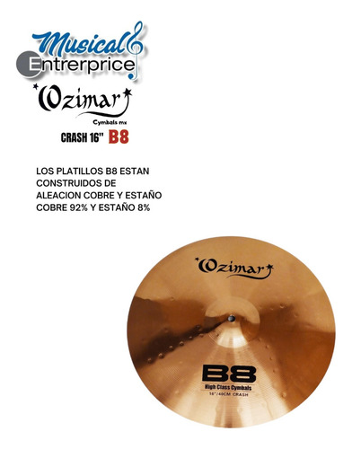 Platillo Crash 16 B8 Ozimar Color Bronce
