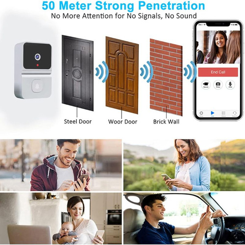 Campainha De Vídeo Inteligente Wifi Com Visão Noturna Com Ap