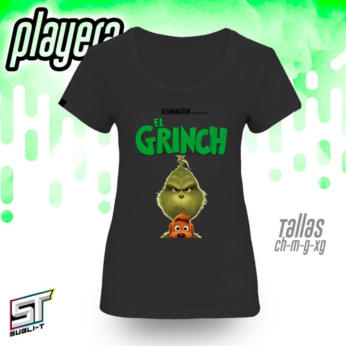 Playeras De Grinch-0001 De Color Con Envió