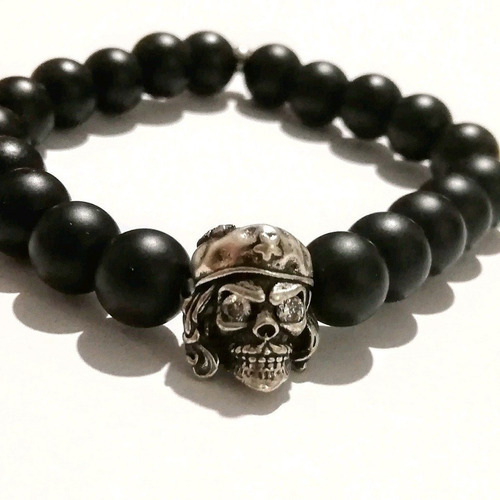 Pulsera Skull Aviador. Calavera. Onix 